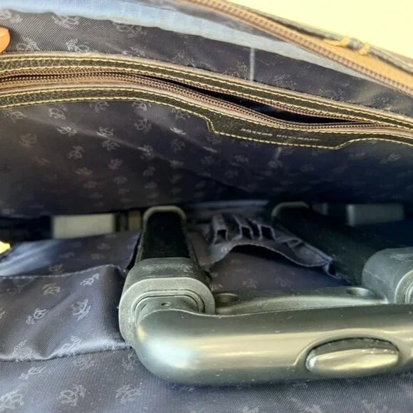 Brooks Brothers Genuine Pebbled Leather Carry-On Trolley Travel Laptop Bag – Bla - Picture 14 of 16